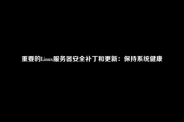 重要的Linux服务器安全补丁和更新：保持系统健康