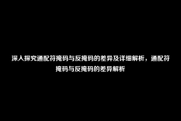 深入探究通配符掩码与反掩码的差异及详细解析，通配符掩码与反掩码的差异解析