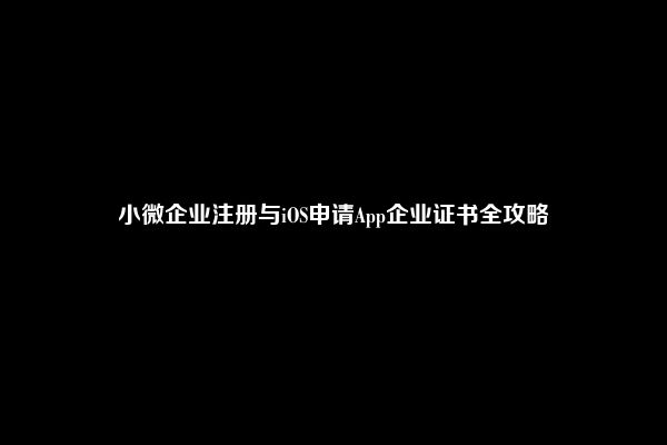 小微企业注册与iOS申请App企业证书全攻略