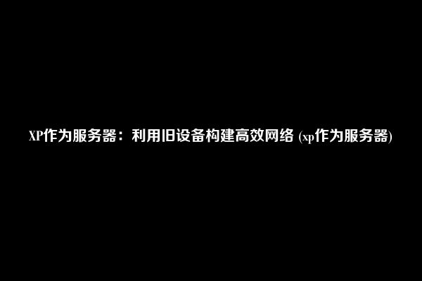 XP作为服务器：利用旧设备构建高效网络 (xp作为服务器)