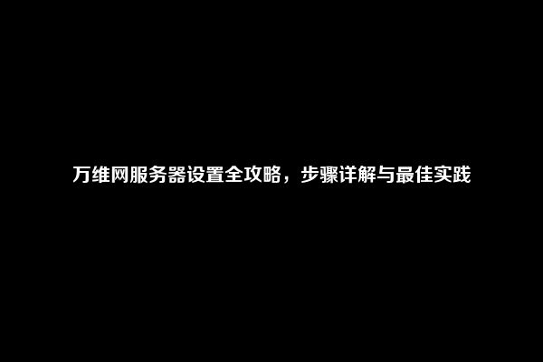 万维网服务器设置全攻略，步骤详解与最佳实践