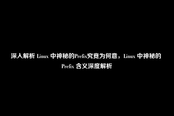 深入解析 Linux 中神秘的Prefix究竟为何意，Linux 中神秘的 Prefix 含义深度解析