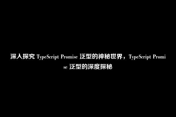 深入探究 TypeScript Promise 泛型的神秘世界，TypeScript Promise 泛型的深度探秘