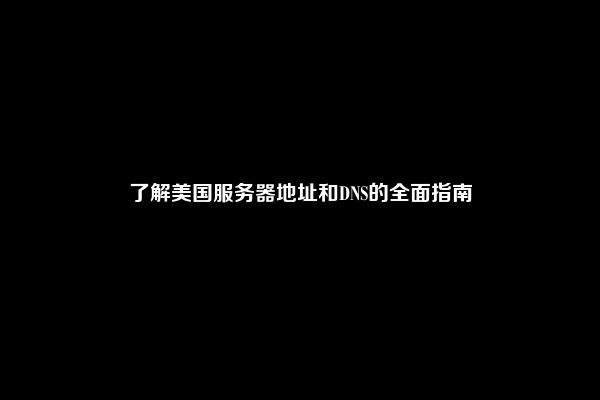 了解美国服务器地址和DNS的全面指南