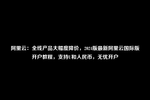 阿里云：全线产品大幅度降价，2024版最新阿里云国际版开户教程，支持U和人民币，无忧开户