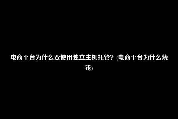 电商平台为什么要使用独立主机托管？(电商平台为什么烧钱)