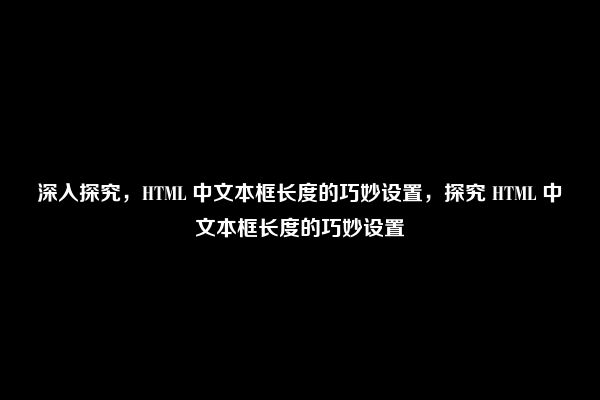 深入探究，HTML 中文本框长度的巧妙设置，探究 HTML 中文本框长度的巧妙设置