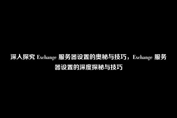 深入探究 Exchange 服务器设置的奥秘与技巧，Exchange 服务器设置的深度探秘与技巧