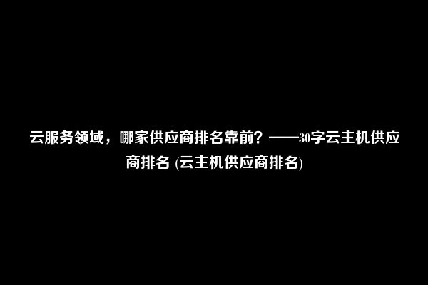 云服务领域，哪家供应商排名靠前？——30字云主机供应商排名 (云主机供应商排名)