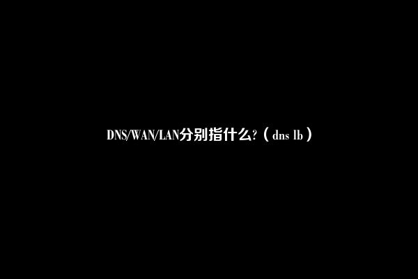 DNS/WAN/LAN分别指什么?（dns lb）