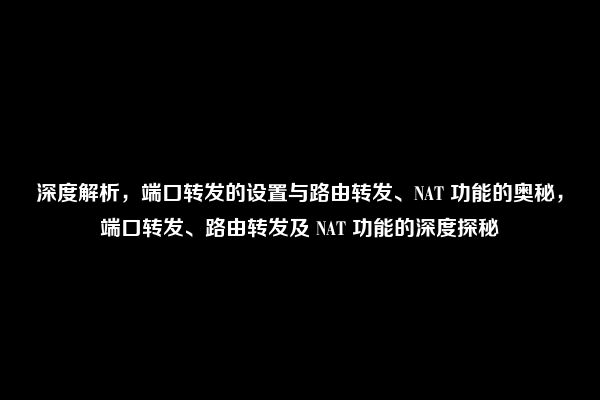 深度解析，端口转发的设置与路由转发、NAT 功能的奥秘，端口转发、路由转发及 NAT 功能的深度探秘