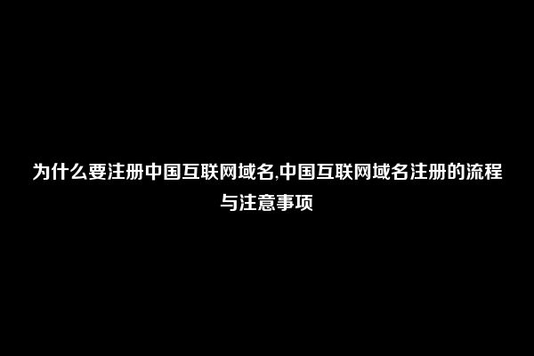 为什么要注册中国互联网域名,中国互联网域名注册的流程与注意事项