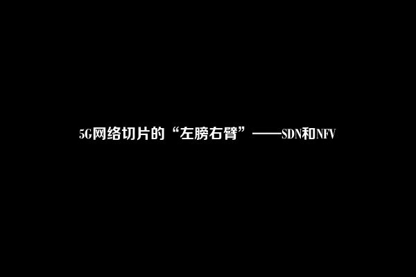 5G网络切片的“左膀右臂”——SDN和NFV