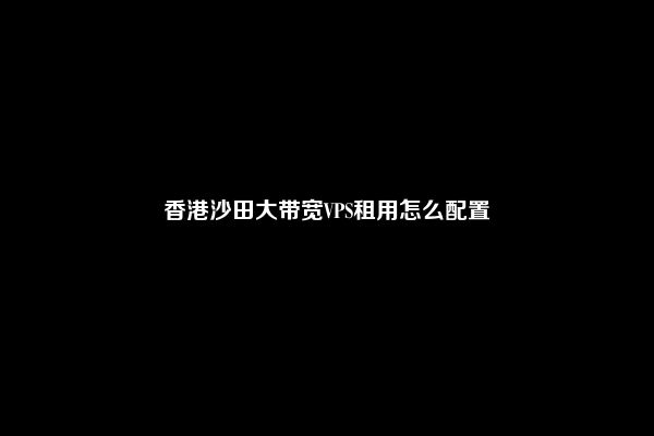 香港沙田大带宽VPS租用怎么配置