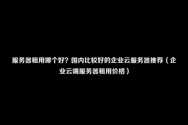 服务器租用哪个好？国内比较好的企业云服务器推荐（企业云端服务器租用价格）