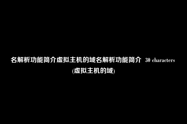 名解析功能简介虚拟主机的域名解析功能简介  30 characters (虚拟主机的域)