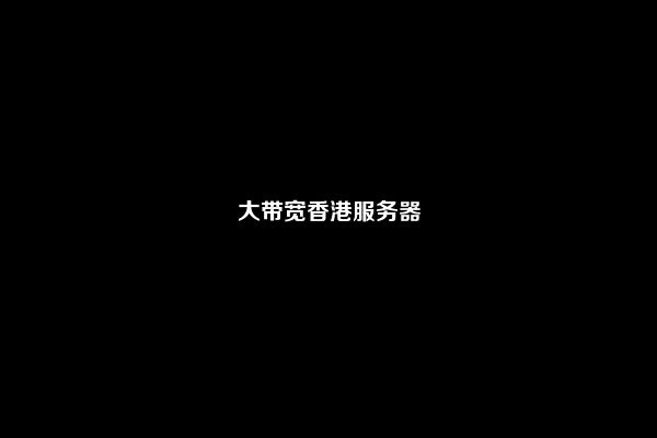 大带宽香港服务器