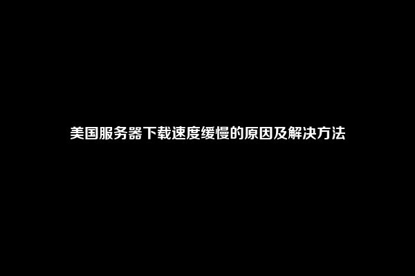 美国服务器下载速度缓慢的原因及解决方法