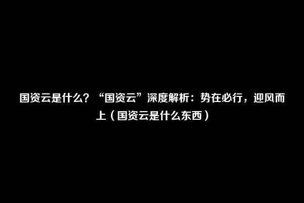 国资云是什么？“国资云”深度解析：势在必行，迎风而上（国资云是什么东西）