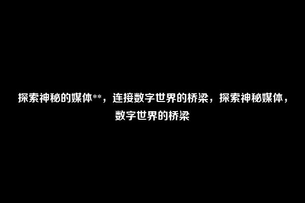 探索神秘的媒体**，连接数字世界的桥梁，探索神秘媒体，数字世界的桥梁