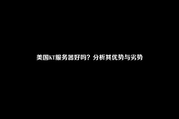 美国KT服务器好吗？分析其优势与劣势