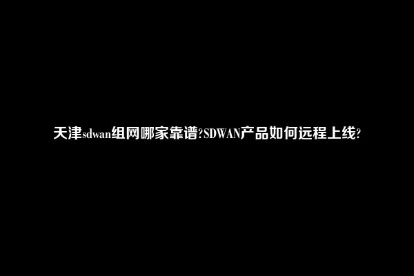 天津sdwan组网哪家靠谱?SDWAN产品如何远程上线?