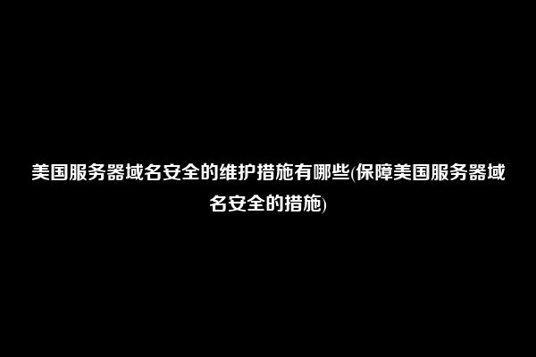 美国服务器域名安全的维护措施有哪些(保障美国服务器域名安全的措施)