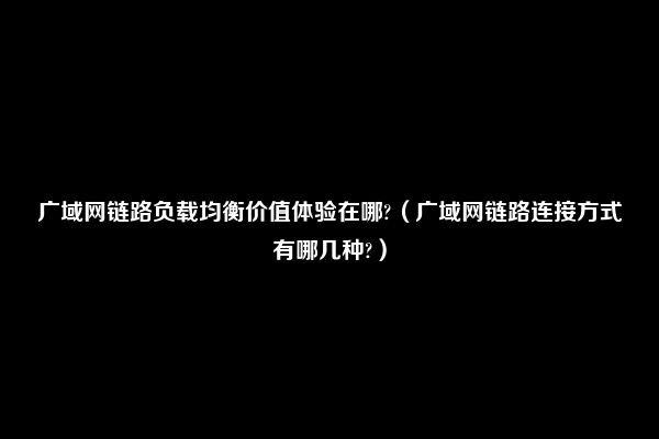 广域网链路负载均衡价值体验在哪?（广域网链路连接方式有哪几种?）