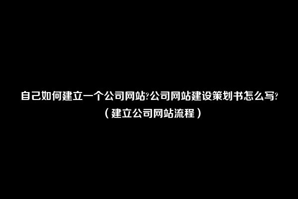 自己如何建立一个公司网站?公司网站建设策划书怎么写?（建立公司网站流程）