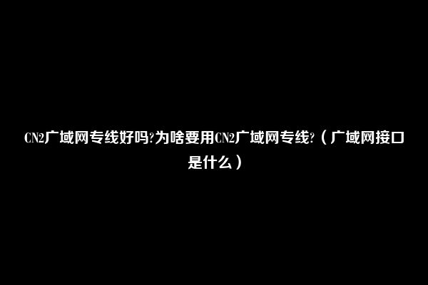 CN2广域网专线好吗?为啥要用CN2广域网专线?（广域网接口是什么）