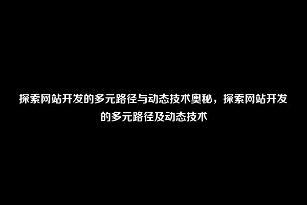 探索网站开发的多元路径与动态技术奥秘，探索网站开发的多元路径及动态技术