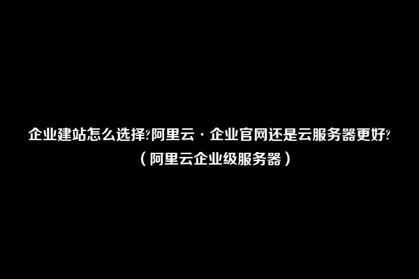 企业建站怎么选择?阿里云·企业官网还是云服务器更好?（阿里云企业级服务器）