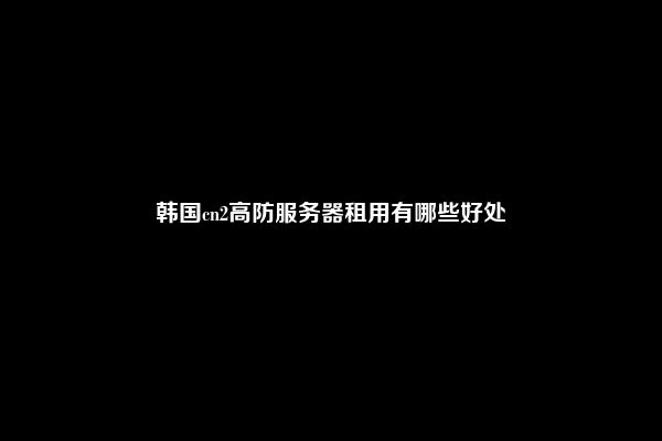 韩国cn2高防服务器租用有哪些好处