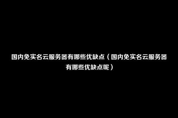 国内免实名云服务器有哪些优缺点（国内免实名云服务器有哪些优缺点呢）