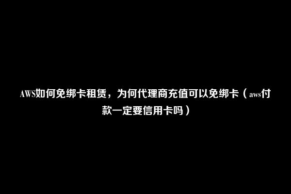 AWS如何免绑卡租赁，为何代理商充值可以免绑卡（aws付款一定要信用卡吗）