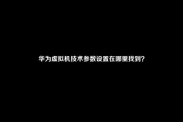 华为虚拟机技术参数设置在哪里找到？