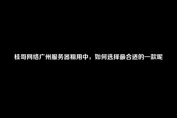 桂哥网络广州服务器租用中，如何选择最合适的一款呢