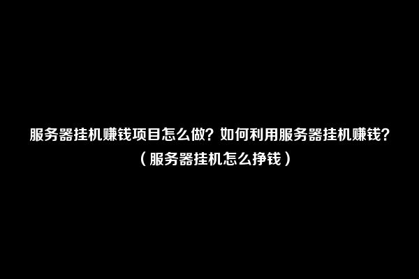 服务器挂机赚钱项目怎么做？如何利用服务器挂机赚钱？（服务器挂机怎么挣钱）