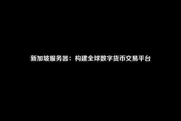 新加坡服务器：构建全球数字货币交易平台