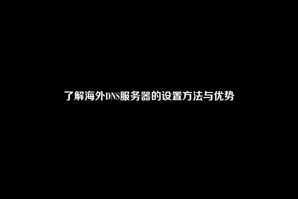 了解海外DNS服务器的设置方法与优势