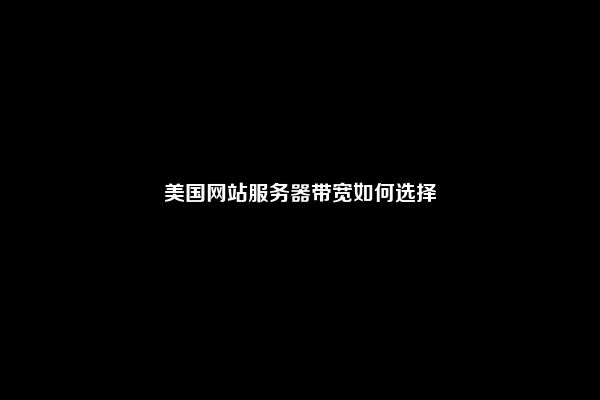 美国网站服务器带宽如何选择