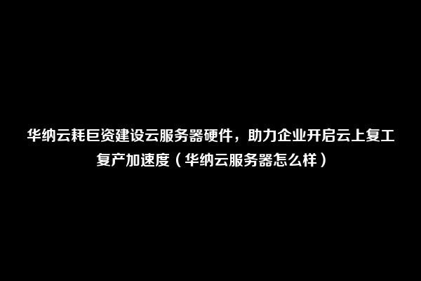 华纳云耗巨资建设云服务器硬件，助力企业开启云上复工复产加速度（华纳云服务器怎么样）