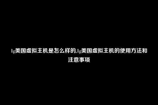 1g美国虚拟主机是怎么样的,1g美国虚拟主机的使用方法和注意事项