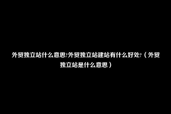 外贸独立站什么意思?外贸独立站建站有什么好处?（外贸独立站是什么意思）