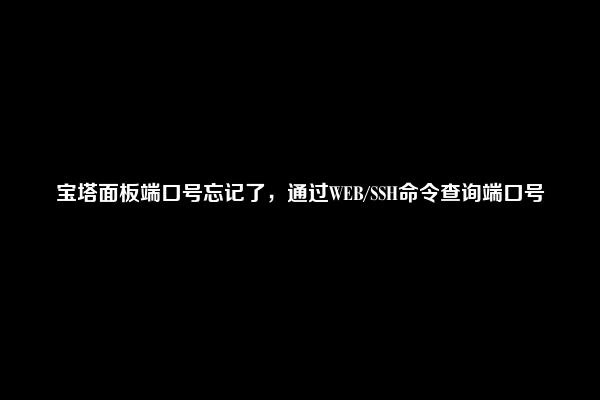 宝塔面板端口号忘记了，通过WEB/SSH命令查询端口号