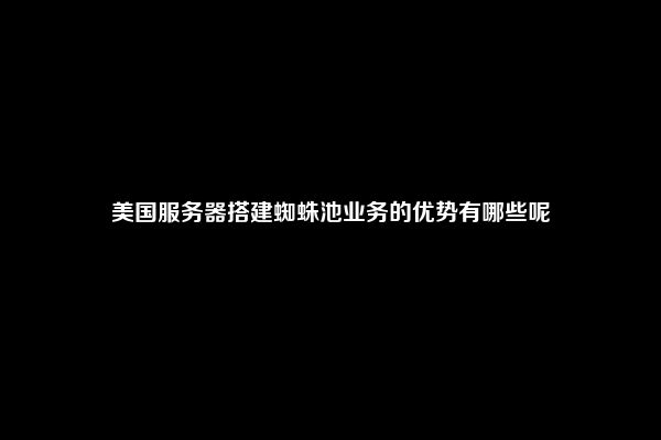 美国服务器搭建蜘蛛池业务的优势有哪些呢