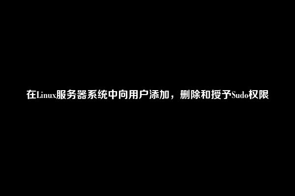 在Linux服务器系统中向用户添加，删除和授予Sudo权限