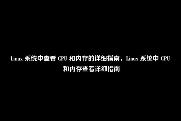 Linux 系统中查看 CPU 和内存的详细指南，Linux 系统中 CPU 和内存查看详细指南