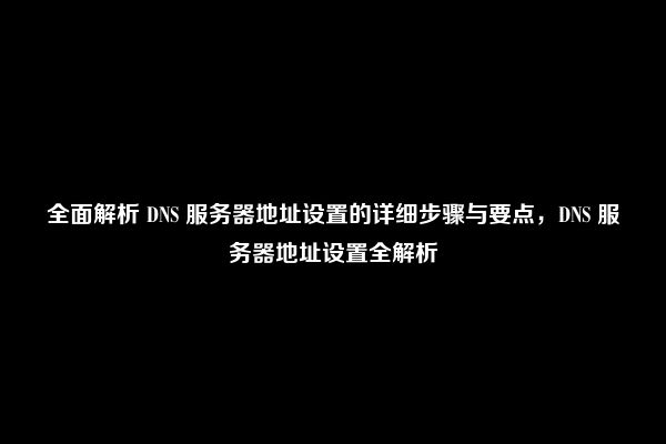 全面解析 DNS 服务器地址设置的详细步骤与要点，DNS 服务器地址设置全解析