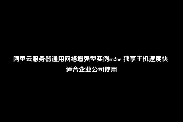 阿里云服务器通用网络增强型实例sn2ne 独享主机速度快 适合企业公司使用